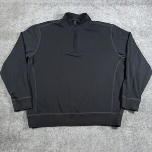 Bugatchi Pullover Men's XL Black 1/4‎ Zip Mock Neck Long Sleeve Stretch Golf
